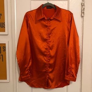 PrettyLittleThing Satin Orange Shirt